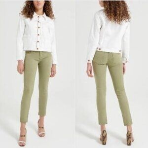 NWT AG Adriano Goldschmied Prima Ankle Jean 32 Cigarette Sulfur Olivewood Green